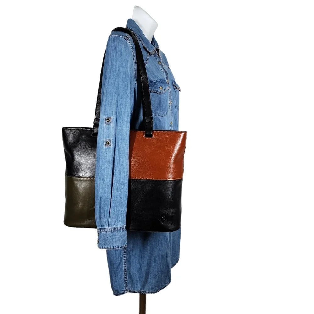 PATRICIA NASH LEATHER COLORBLOCK BRADEN TOTE